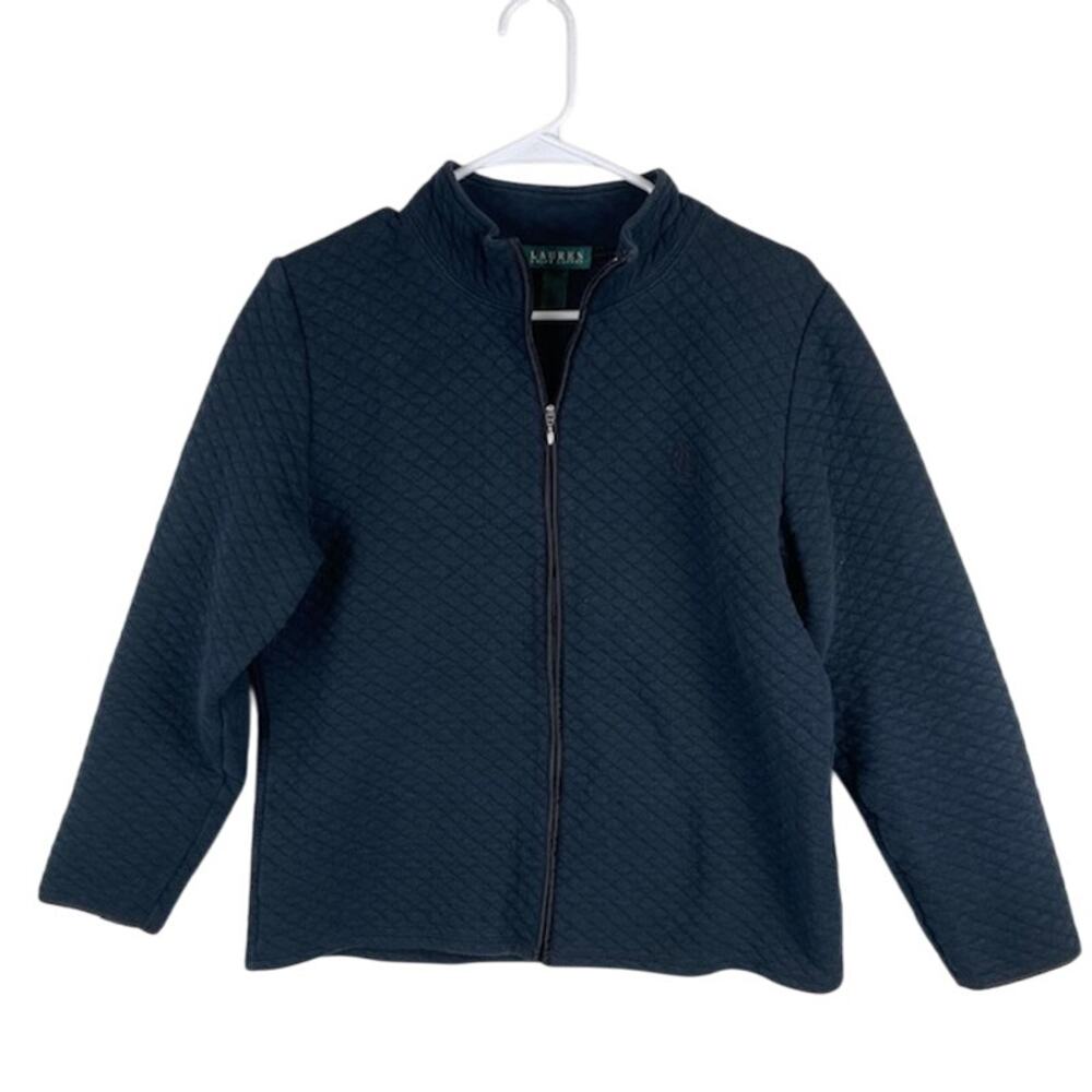 Lauren Ralph Lauren Navy Quilted Zip-Front Bomber Jacket